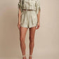 Hevron - Eva Collar Linen Top