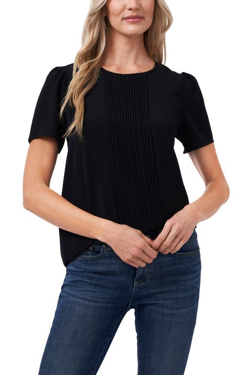 Women's Pin Tucked Front Short Sleeve Crew Neck Blouse