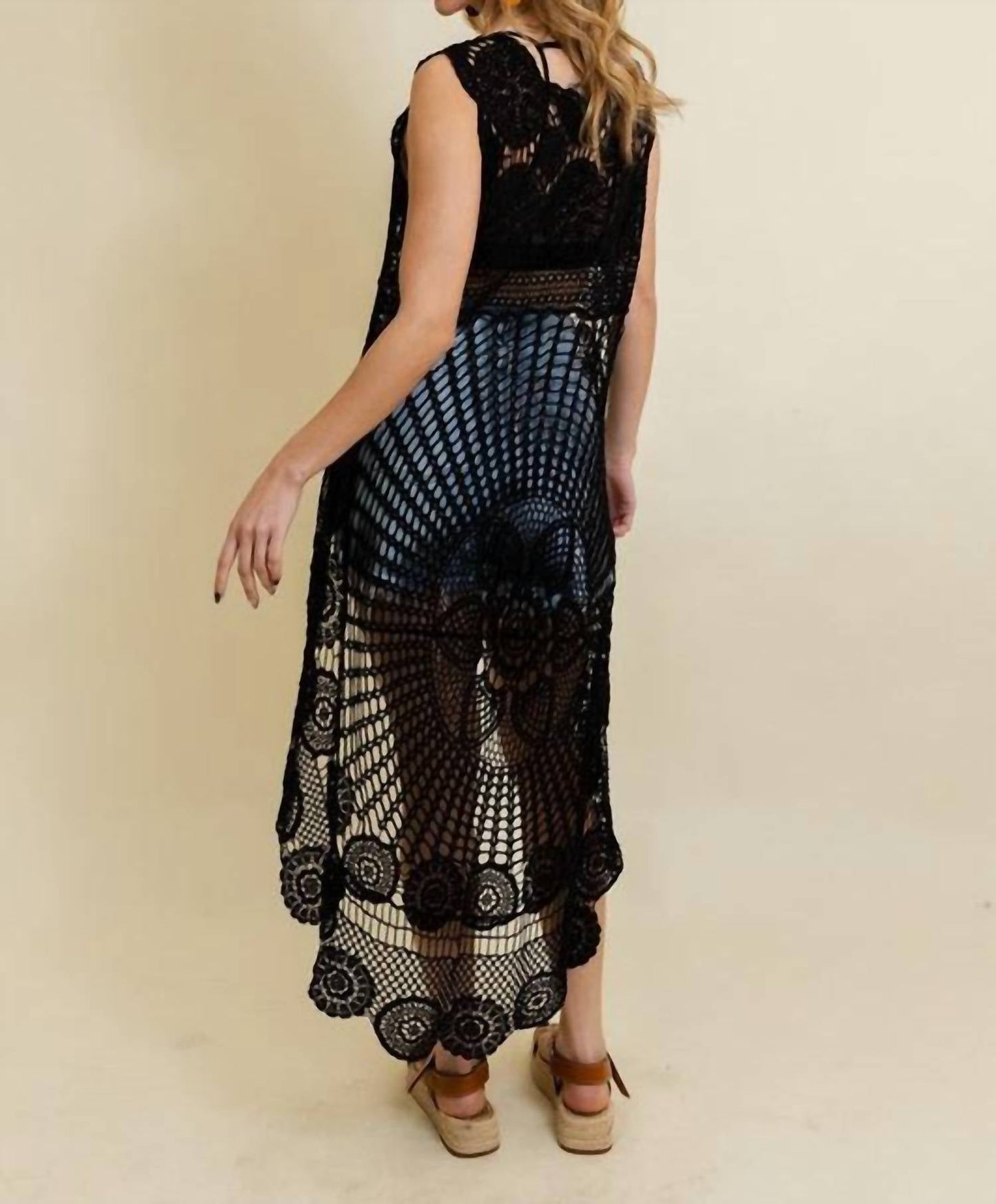 Leto - Women's Eloise Crochet Hi Low Maxi Tank