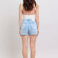 Judy Blue - Mid Rise Cyan Garment Dyed Shorts