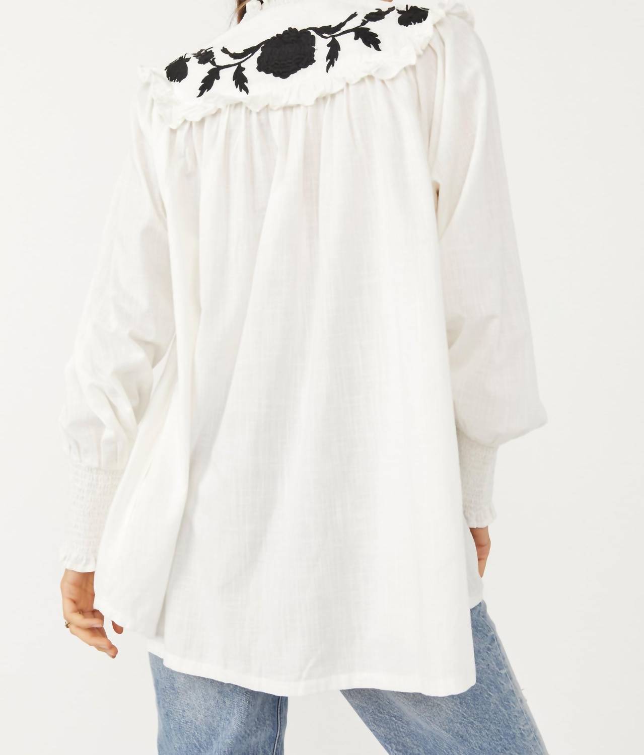 Free People - Rose Vines Embroided Button Down Top