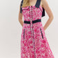 Entro - Shoulder Tie Print Midi Dress