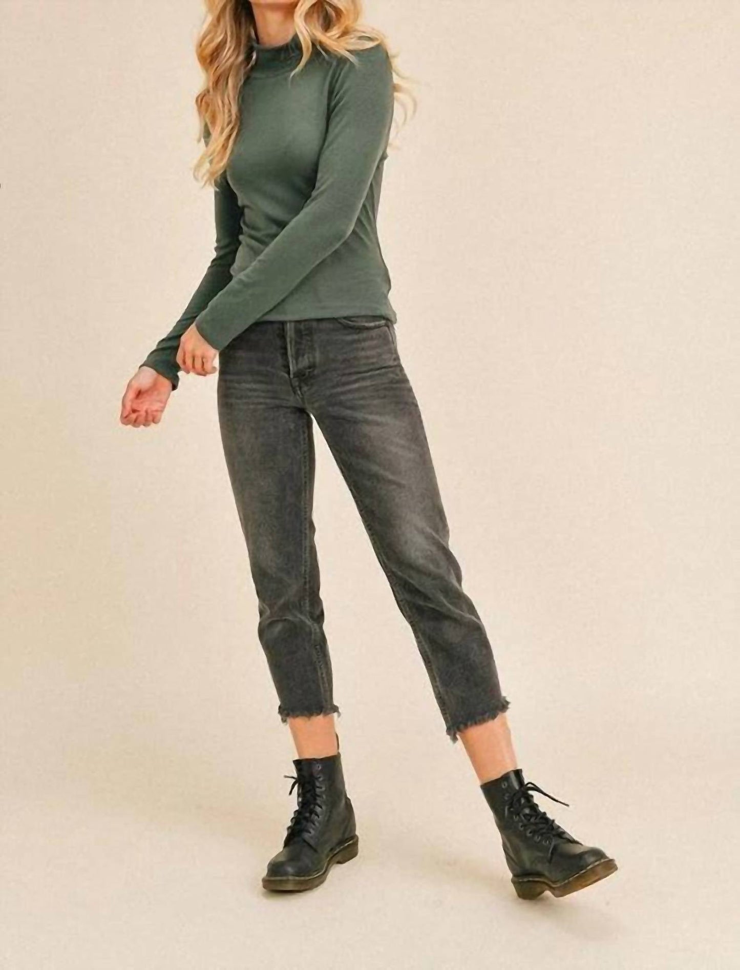 Paper Crane - Ribbed Knit Turtleneck Top