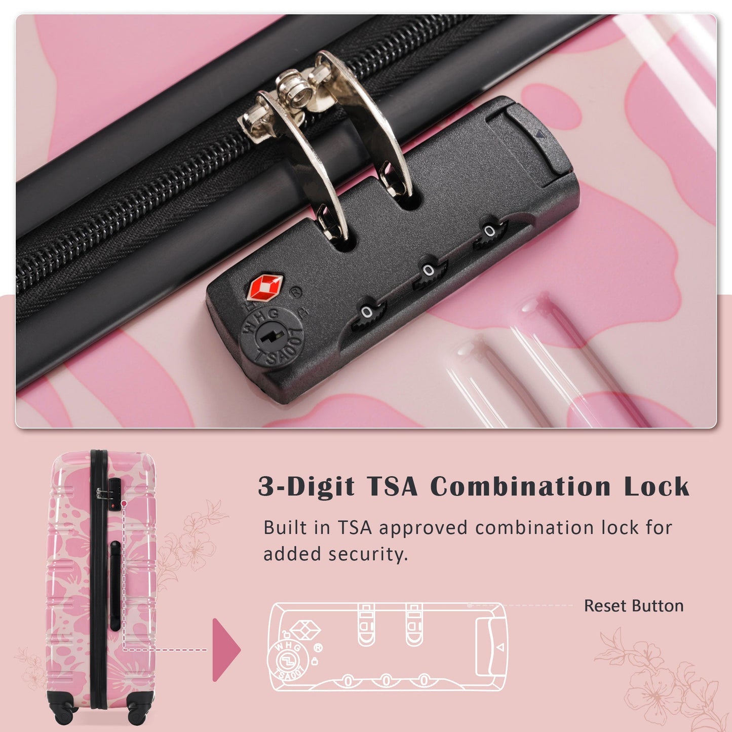 Hardshell Luggage Sets 3-Pcs Spinner Suitcase with TSA Lock