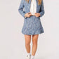 Apricot - Textured Tweed Collarless Blazer