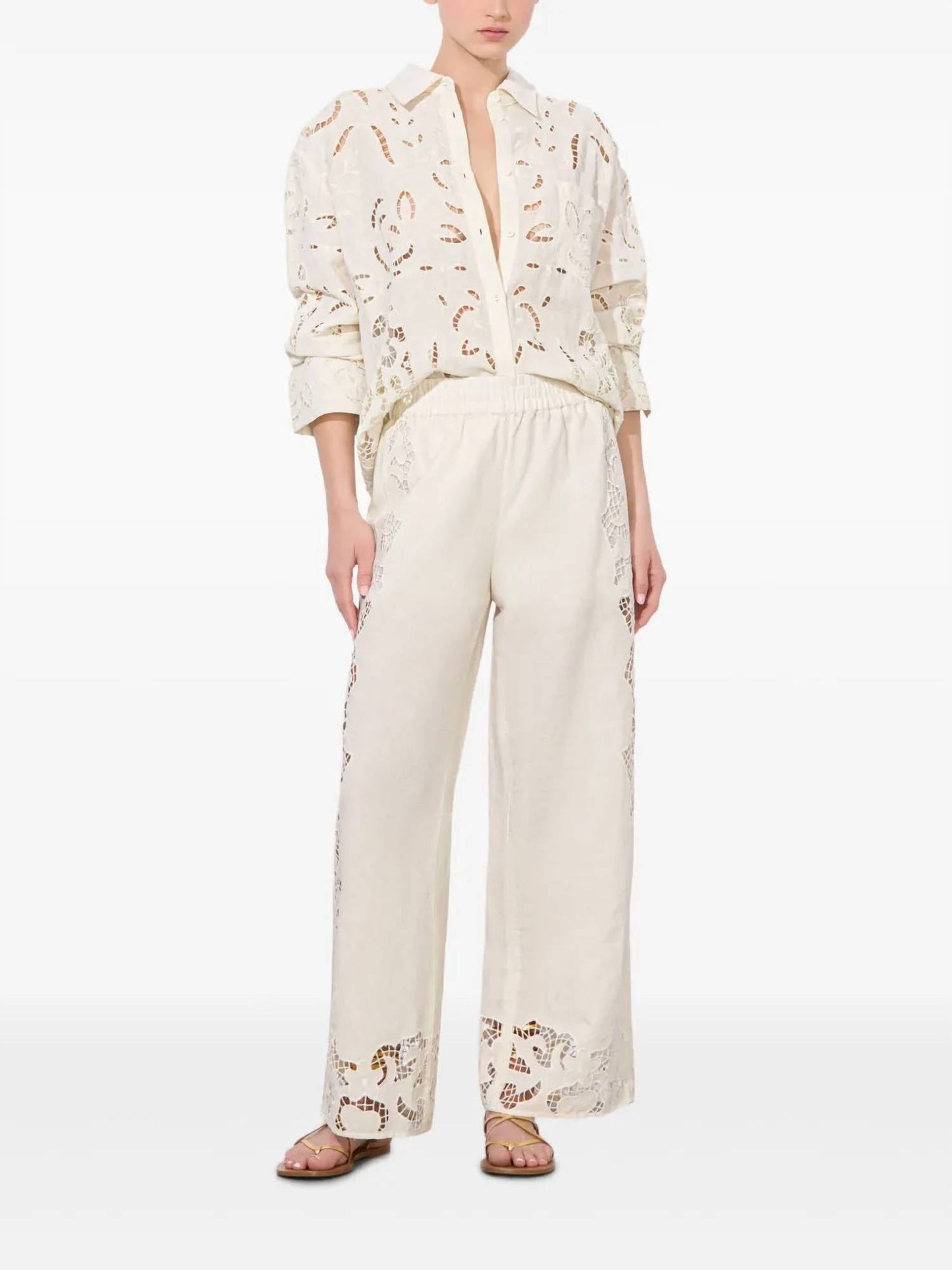 Alice + Olivia - FINLEY EYELET OVERSIZED BUTTON DOWN TOP