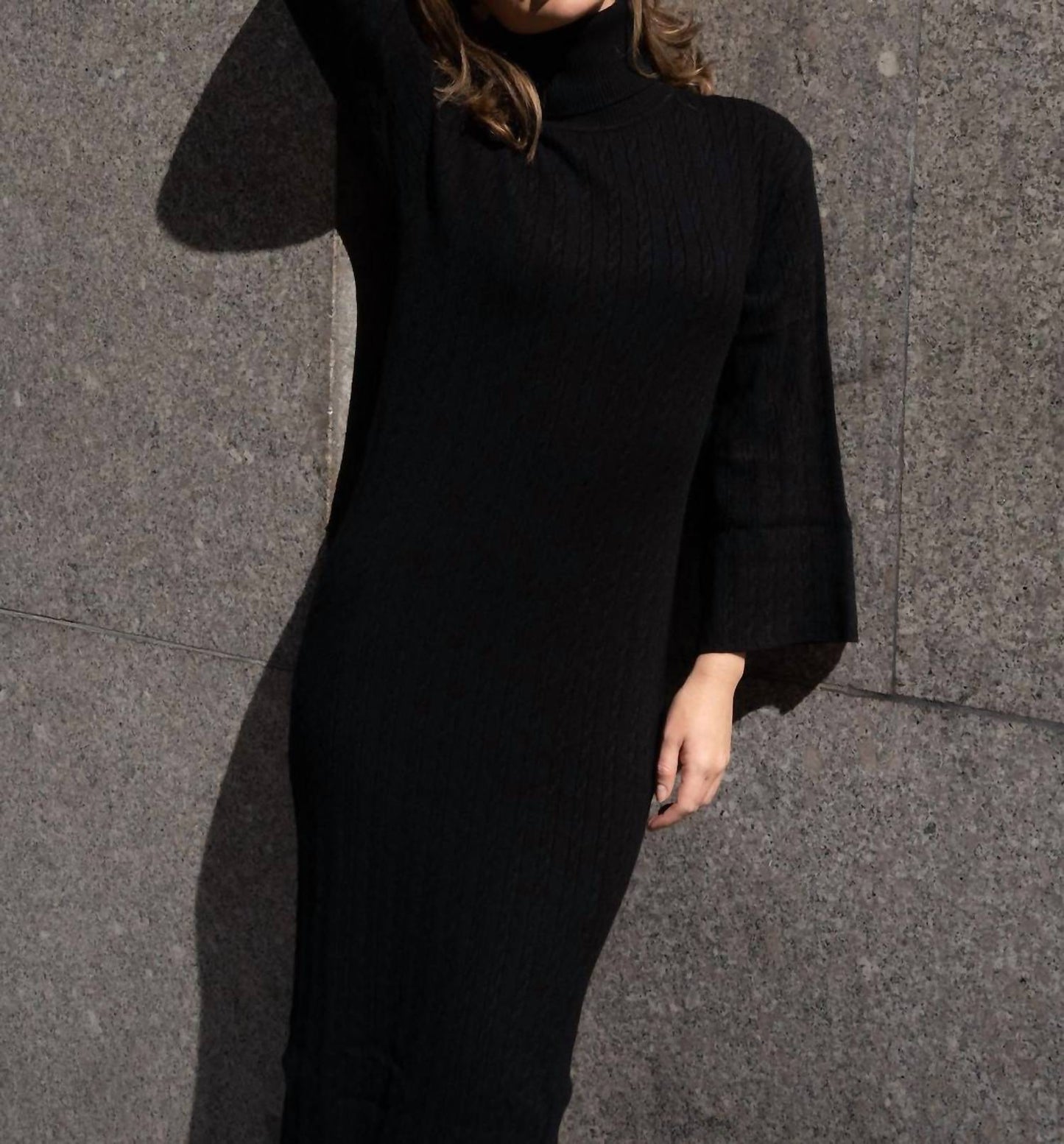 Mima Rosso - Cable Knit Bell Sleeve Dress