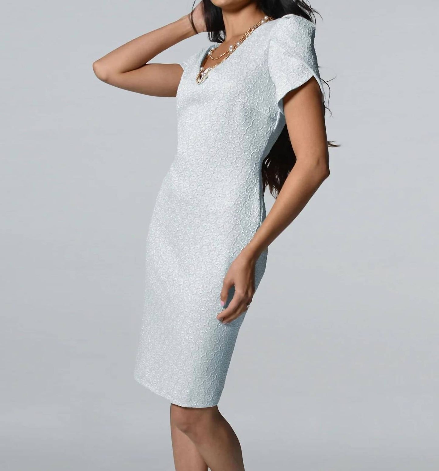 Frank Lyman - Embossed Brocade Knit Dress