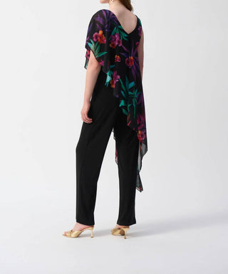 Joseph Ribkoff - Tropical Chiffon Overlay Jumpsuit