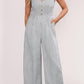 La Society - Half Buttoned Wide Leg Jumpsuit