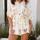 Trendsi - Printed Tie Waist Half Sleeve Romper