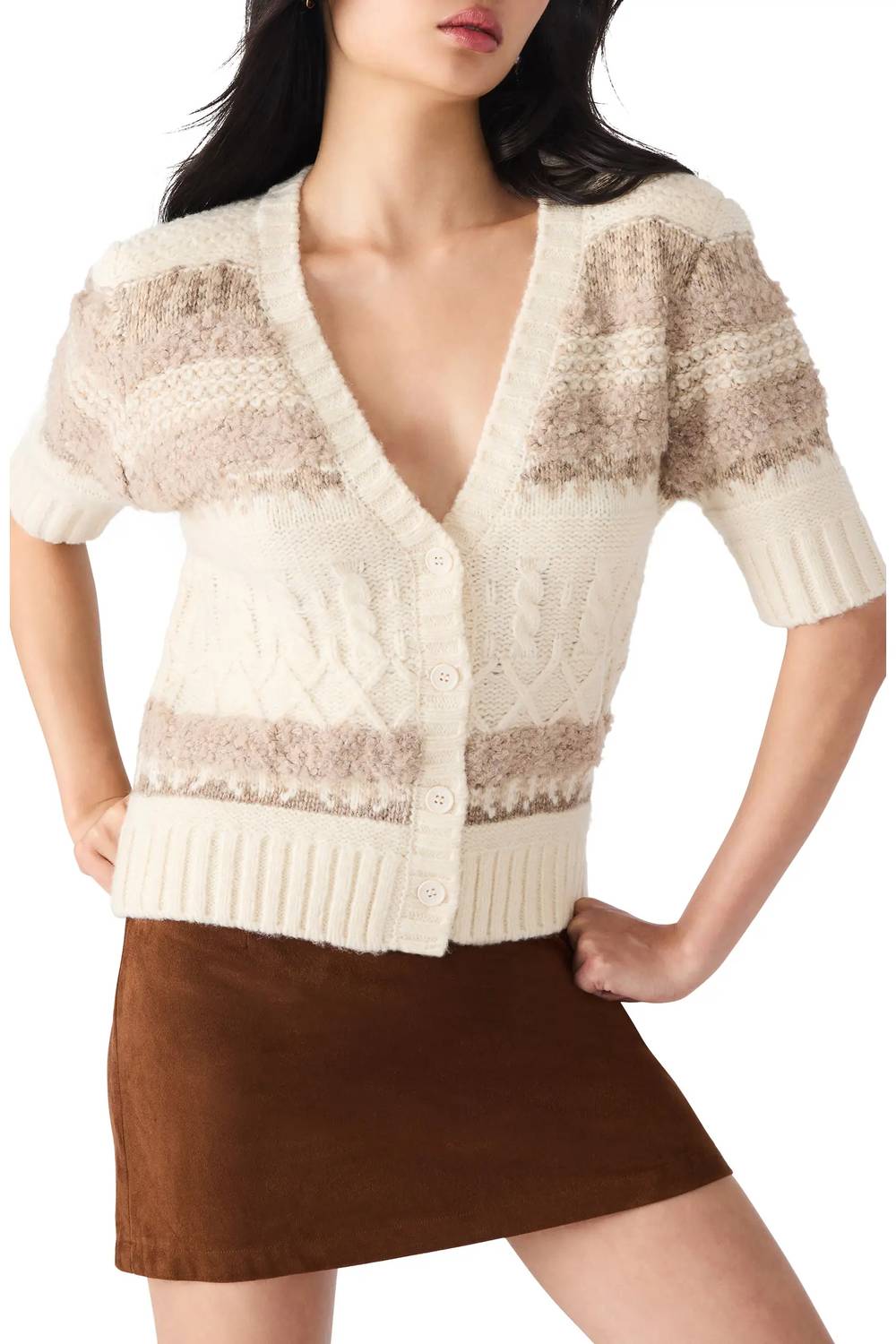 Steve Madden - Janae Short Sleeve Button Up Cardigan