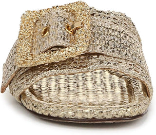 Sam Edelman - Women's Bambi Metallic Raffia Slide Sandals