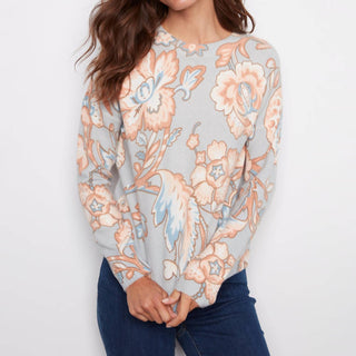Charlie B - Crew Neck Printed Long Sleeve Sweater