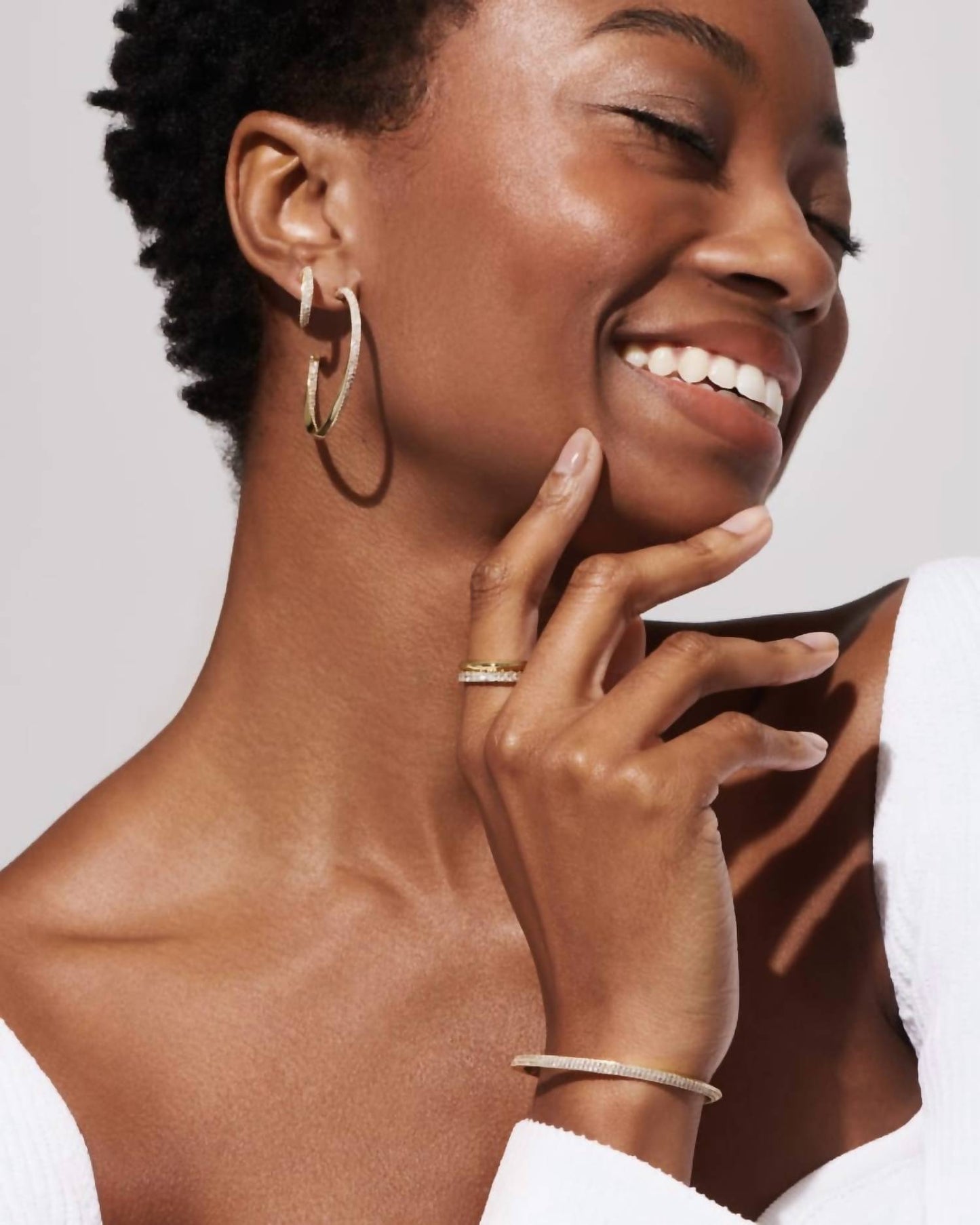 Kendra Scott - Ella Gold White Crystal Ring Set Of 2