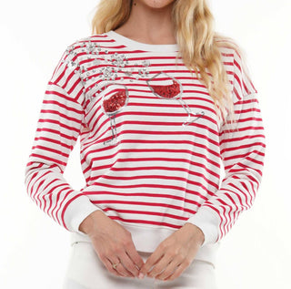 A Thousand Words - Wine Glass Striped Top