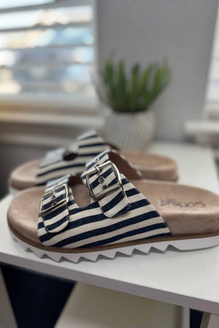 Corkys Footwear - Women's Dash Navy Stripe Sandal