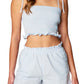 BLANKNYC Gingham Smocked Crop Camisole, Size Medium in Sweet Escape