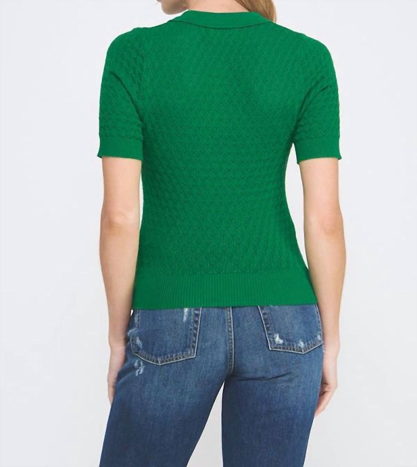 Allie Rose - Tasha Soft Collared Pointelle Knit Top