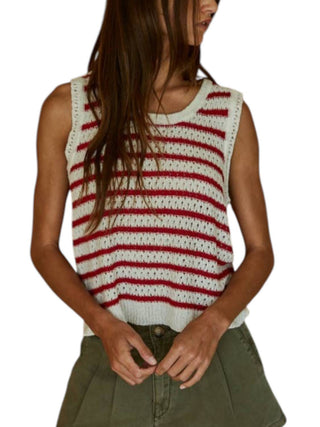 By Together - Knit Sweater Acrylic Nylon Striped Sleeveless Top