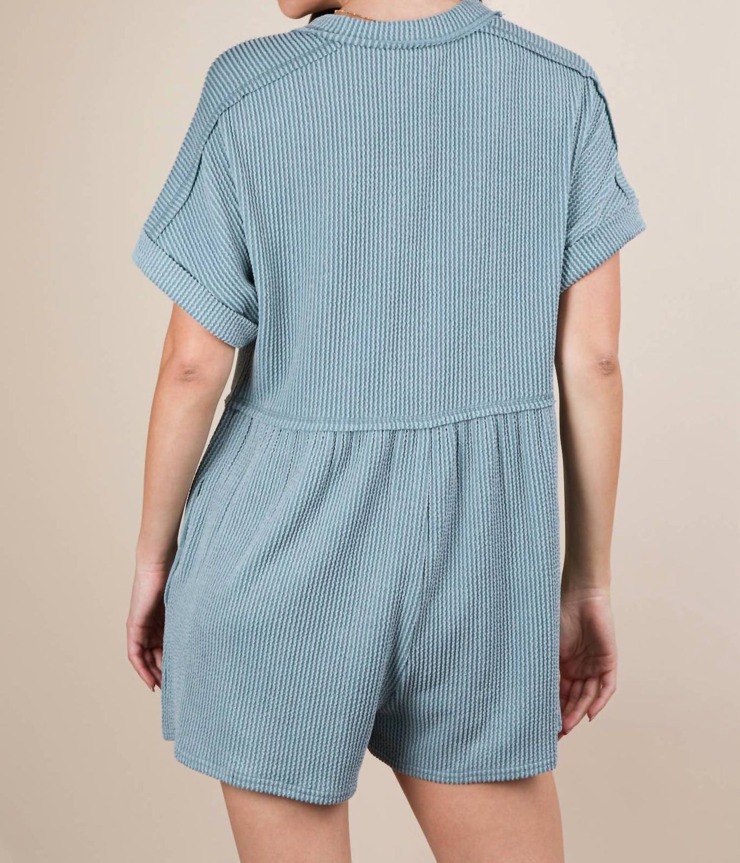 Very J - Two Tone Ribbed Knit Comfy Casual Romper