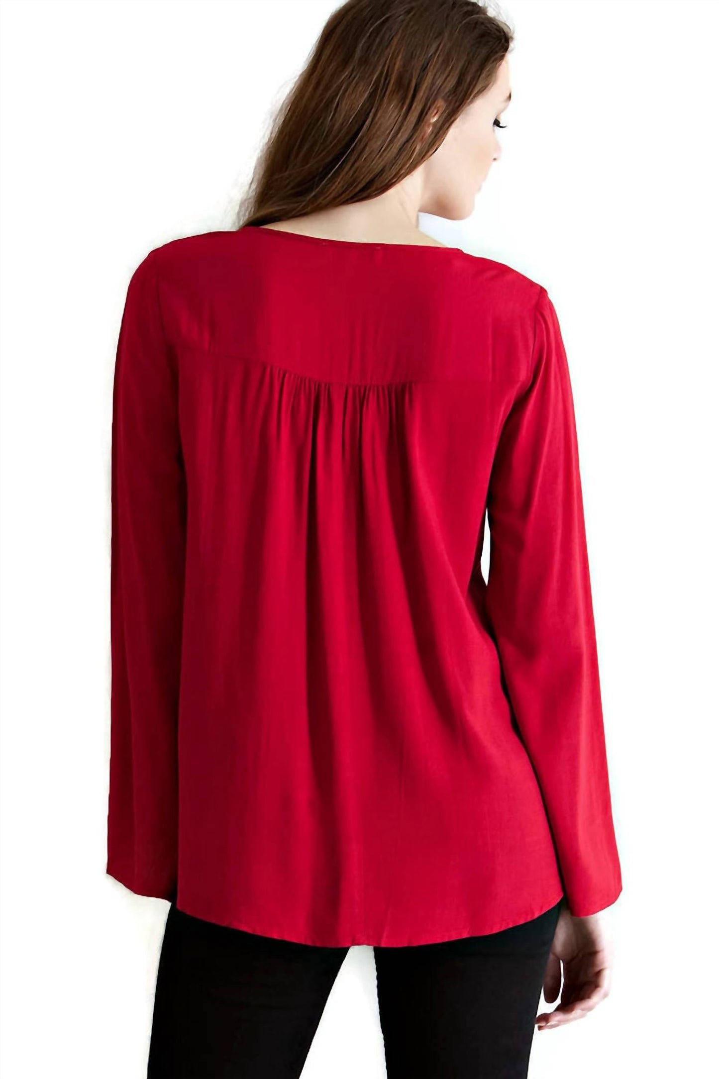 Entro - Embroidered Tassel Tie Top