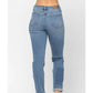 Judy Blue - High Waist Double Rolled Cuff Patch Boyfriend Jeans
