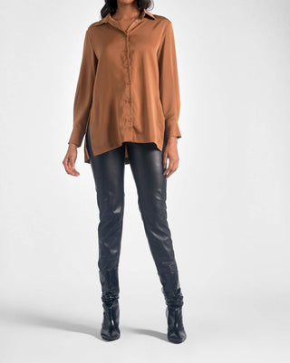 Elan - Button Down High Slit Blouse