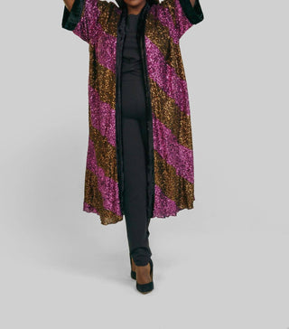 -Bl^Nk- - Sequin 3/34 Sleeve Duster - Plus