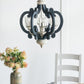 Wood Chandelier 6 Light Farmhouse Pendant Lighting Cream