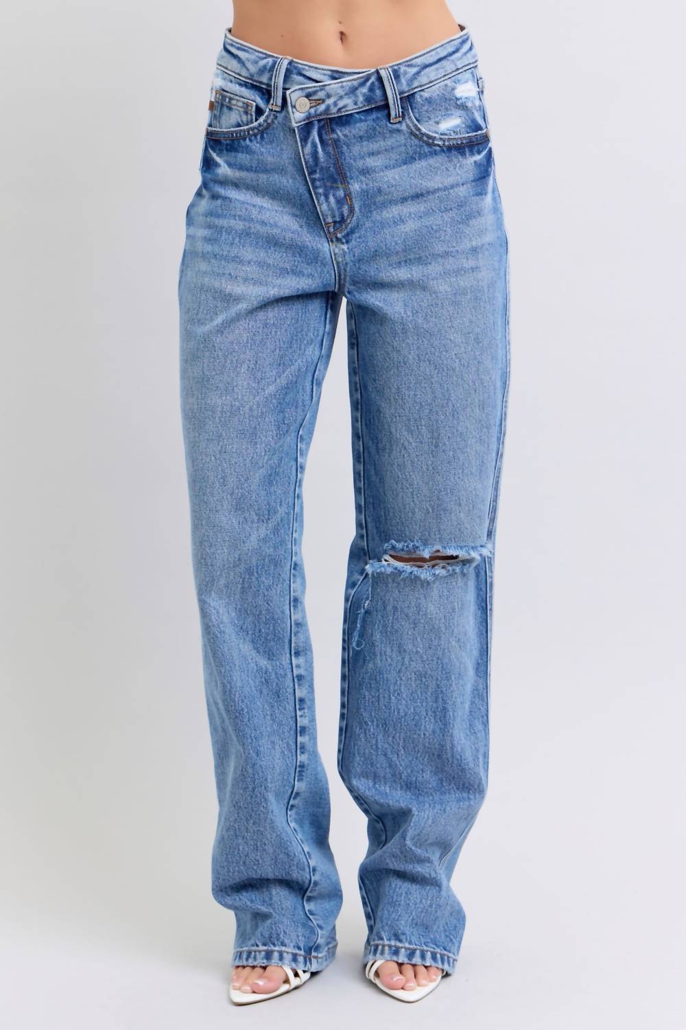 Judy Blue - Rigid Magic Criss-cross Waistband Straight Jeans