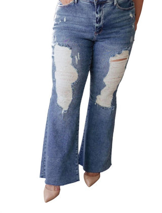 Judy Blue - High Rise Heavy Destroy Flare Jeans