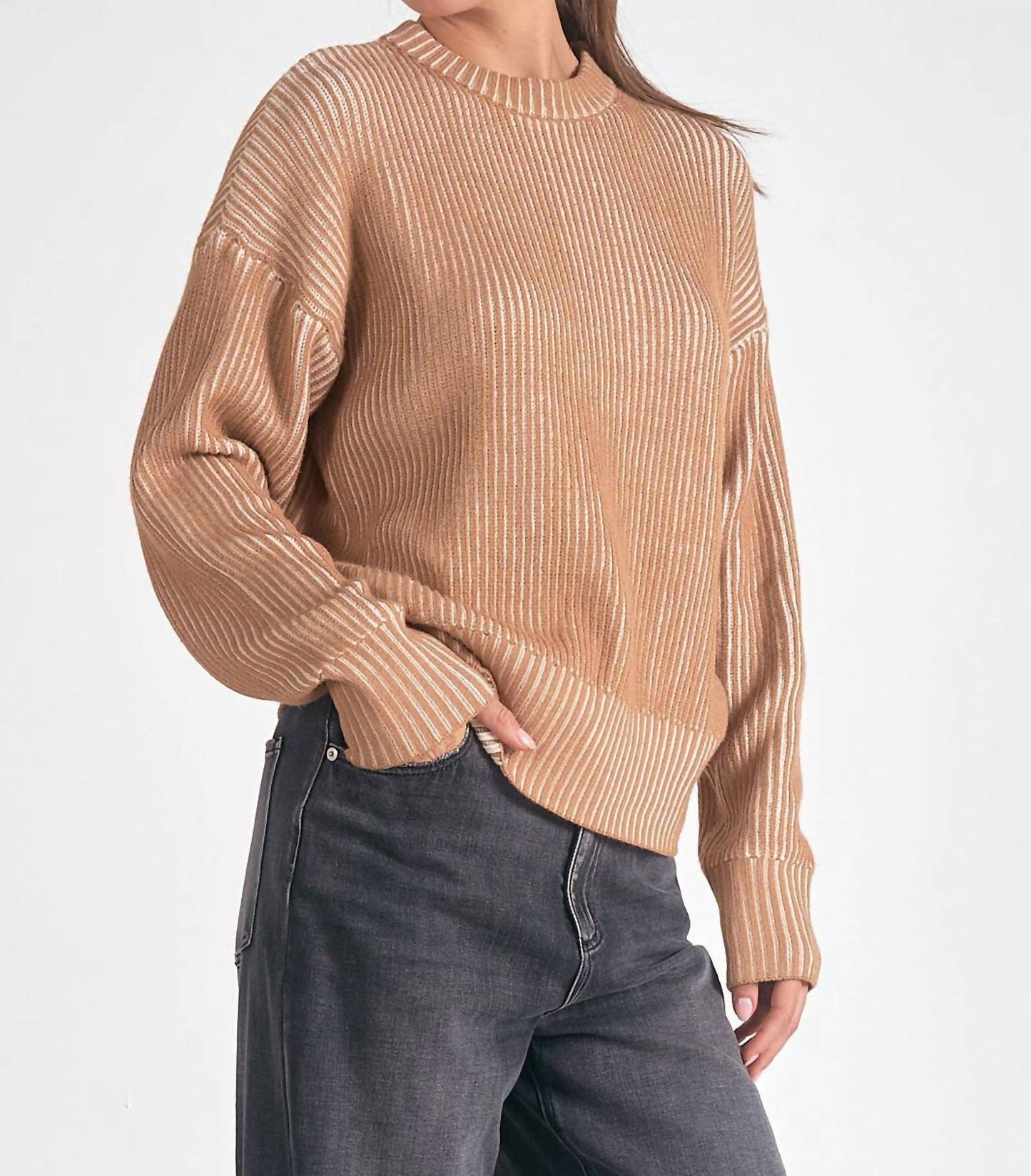 Elan - Kendra Ribbed Crewneck Sweater