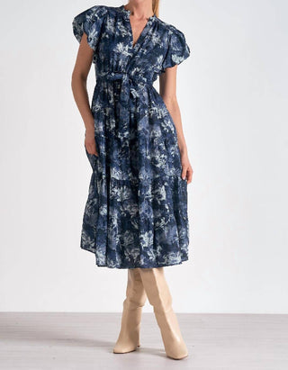 Elan - Bubble Sleeve Floral Dress
