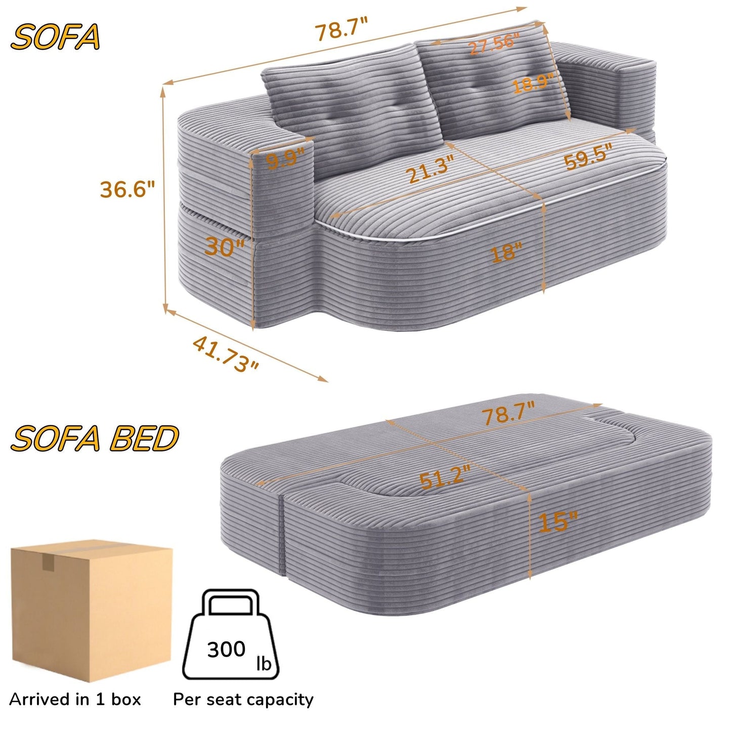 Convertible Floor Sofa Bed With Multi Functional Blanket