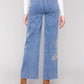 Charlie B - Embroidered Wide Leg Jeans With Flowers