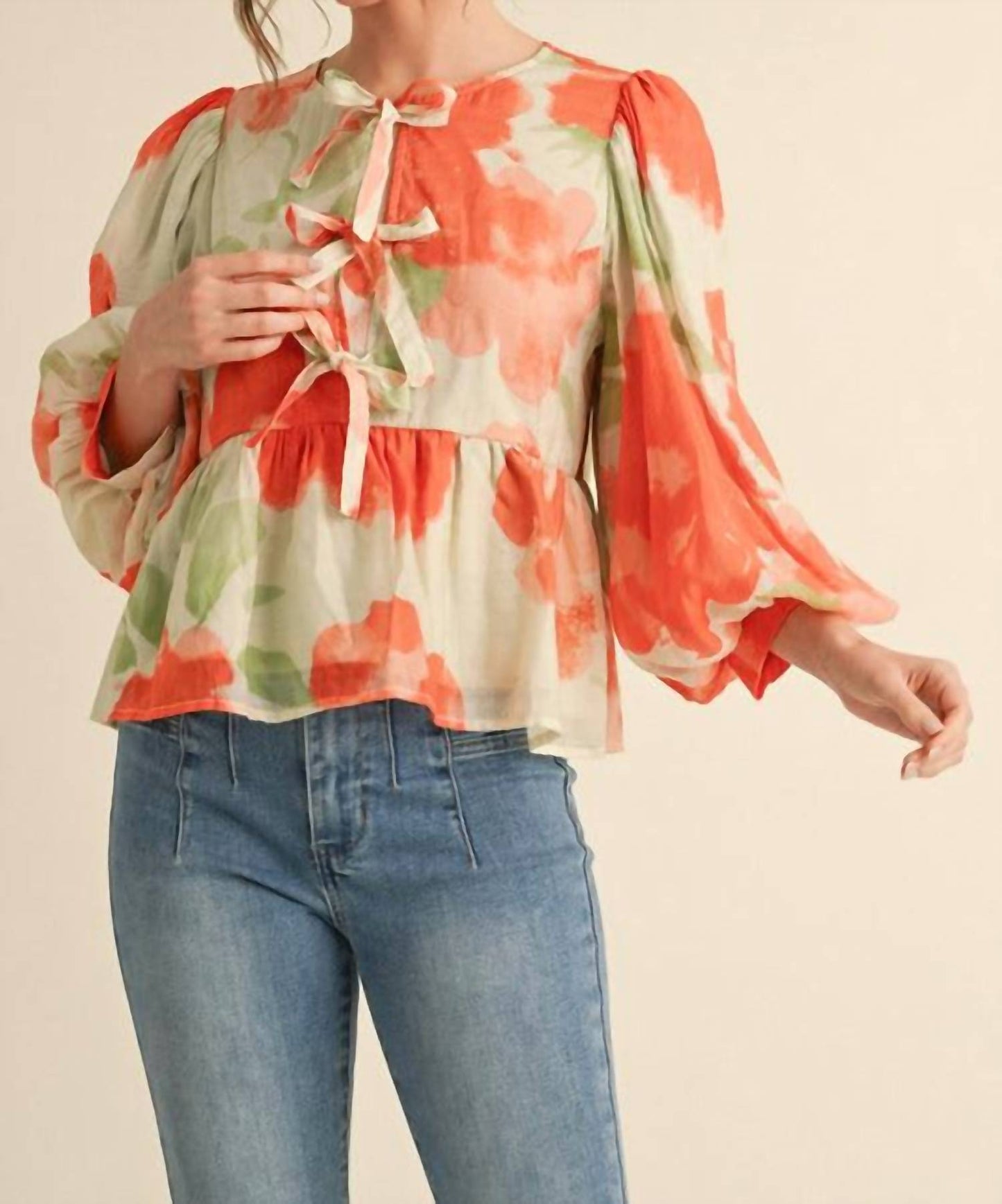 Jodifl - Meyer Puff Sleeve Bow Top
