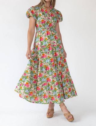 Entro - Garden Floral Puff Sleeve Maxi Dress