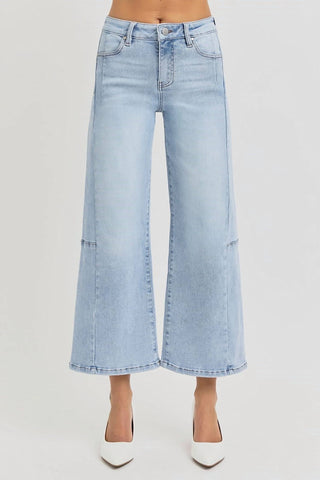 Risen - Brooklyn 57 High Rise Crop Wide Leg Seam Detail Jeans