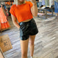 Entro - High Waisted Leather Shorts