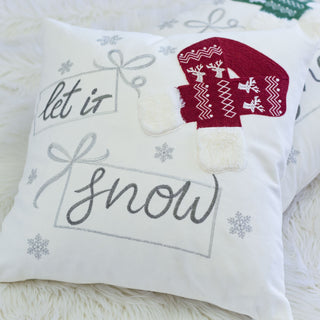 20"x20" Embroidered “Let It Snow” Holiday Pillow