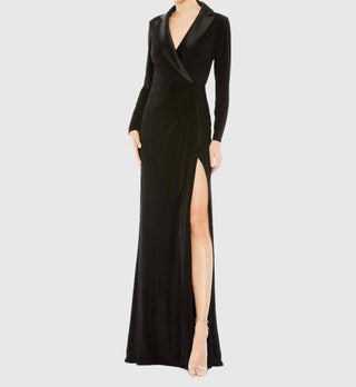 Ieena For Mac Duggal - Long Sleeve Tuxedo Gown