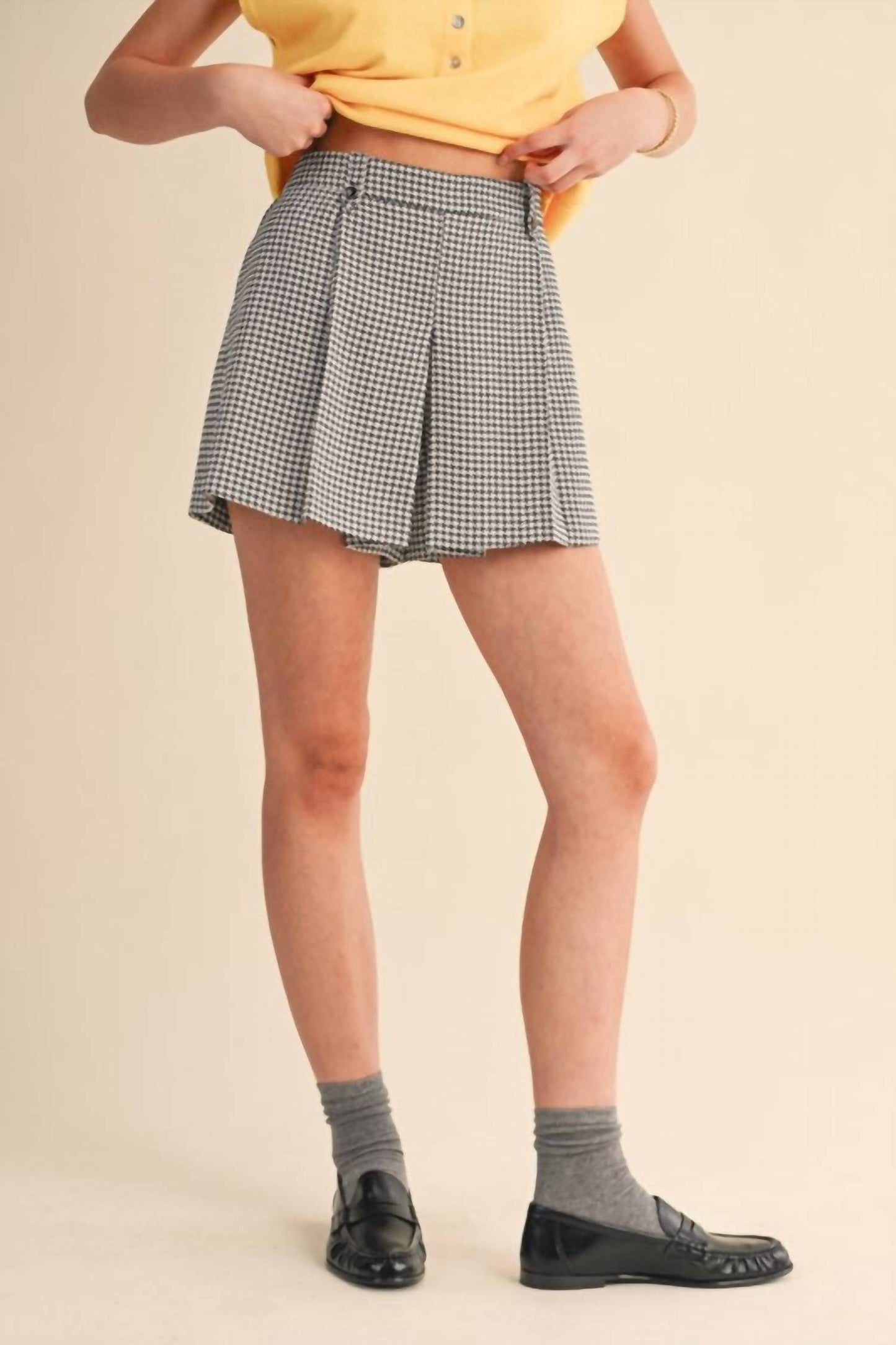 &Merci - Houndstooth Pleated Shorts