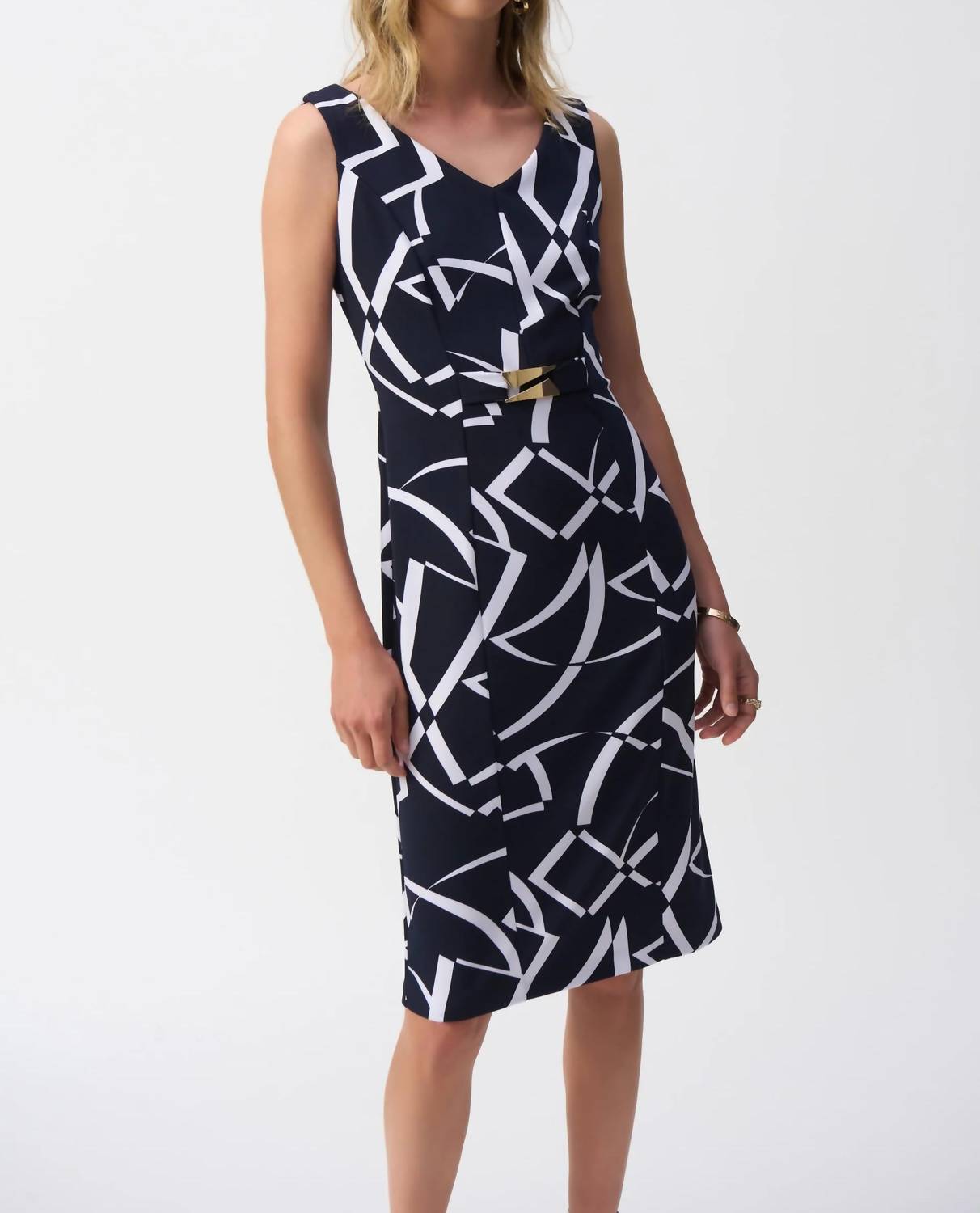 Joseph Ribkoff - Geometric V-neck Sheath Dress