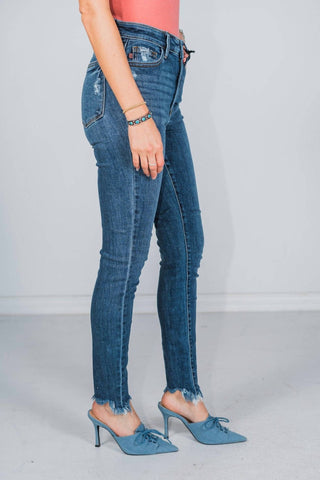 Judy Blue - High Waist Skinny Shark Bite Hem Jean