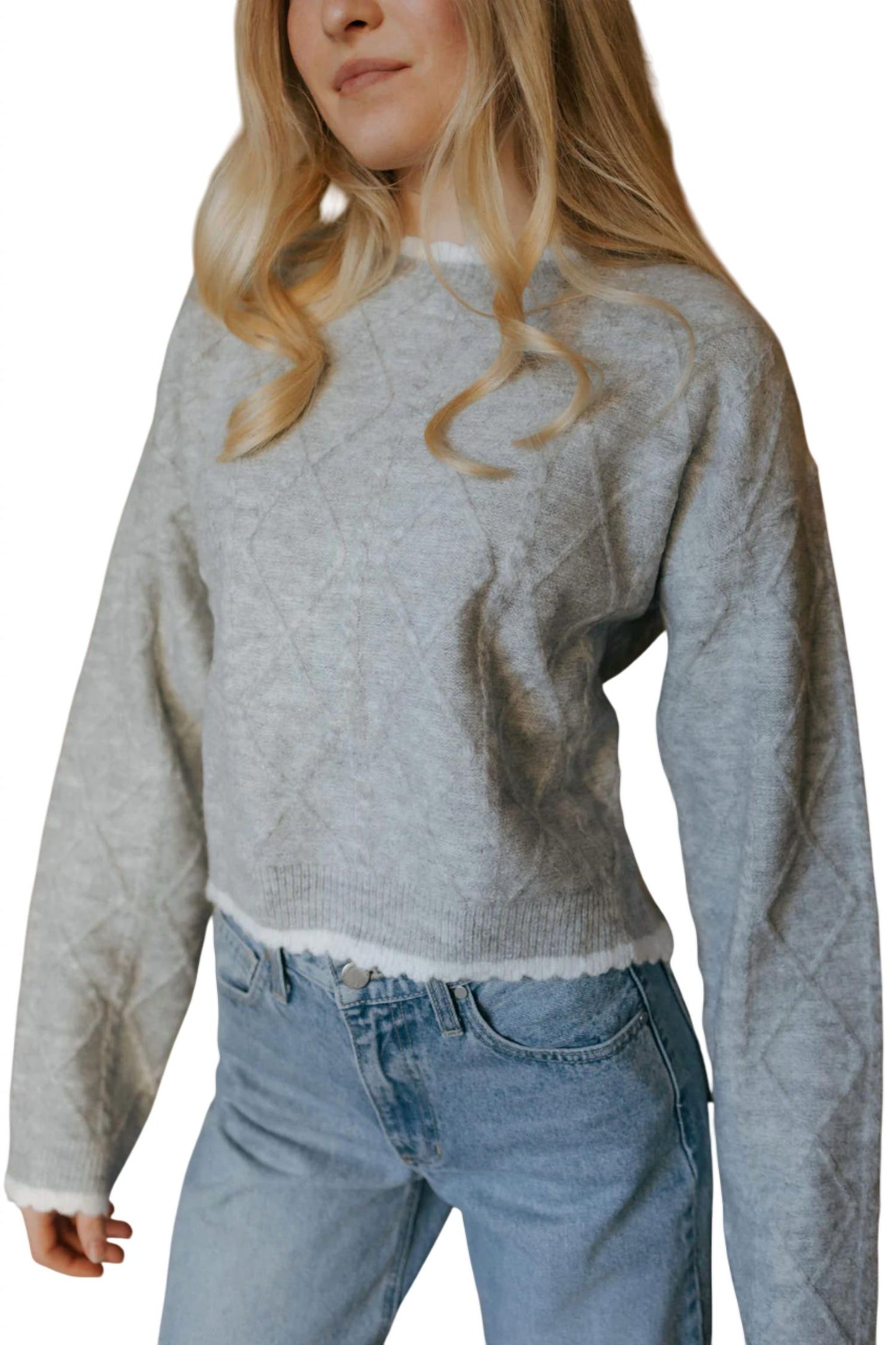 &Merci - White Trim Sweater