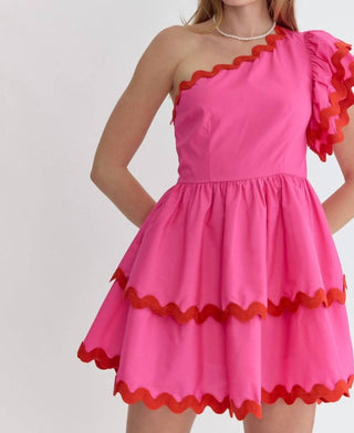 Entro - One Shoulder Valentine Mini Dress