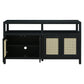 TREXM Bohemian Style Rattan Buffet Storage Cabinet with Solid Wood Frame