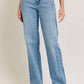 Hidden - Medium Wash Curved Seam Stretch Dad Jean