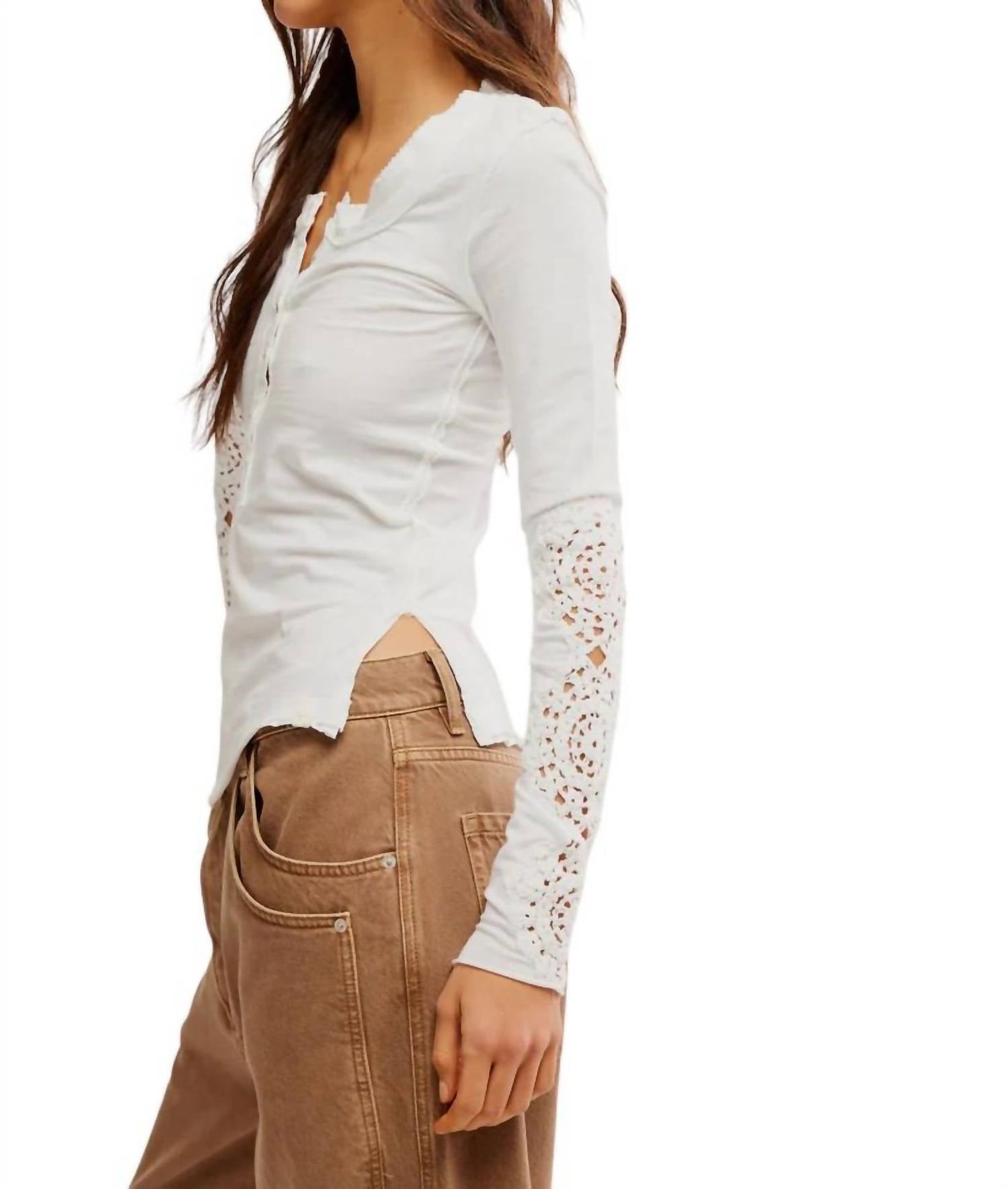 Free People - Our Song Henley Cuff Tee